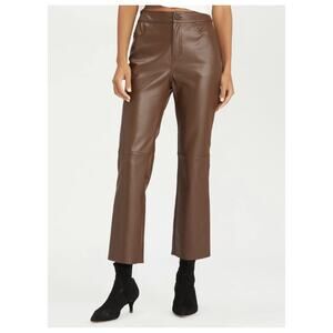 Sanctuary Faux Leather Kick Crop Pant US 27 Brown High Rise Ankle Flare Vegan